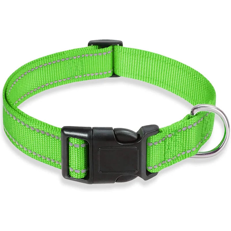 Reflective Adjustable Nylon Dog Collar Strap – Safety Traction Rope