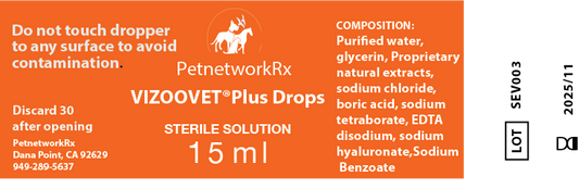 Vizoovet®Plus Eye Drops with Hyaluron (HA) 15ml Standard bottles