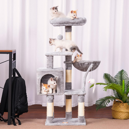 Heybly Small Cat Tree with Hammock – Compact Cat Tower & Furniture for Indoor Cats