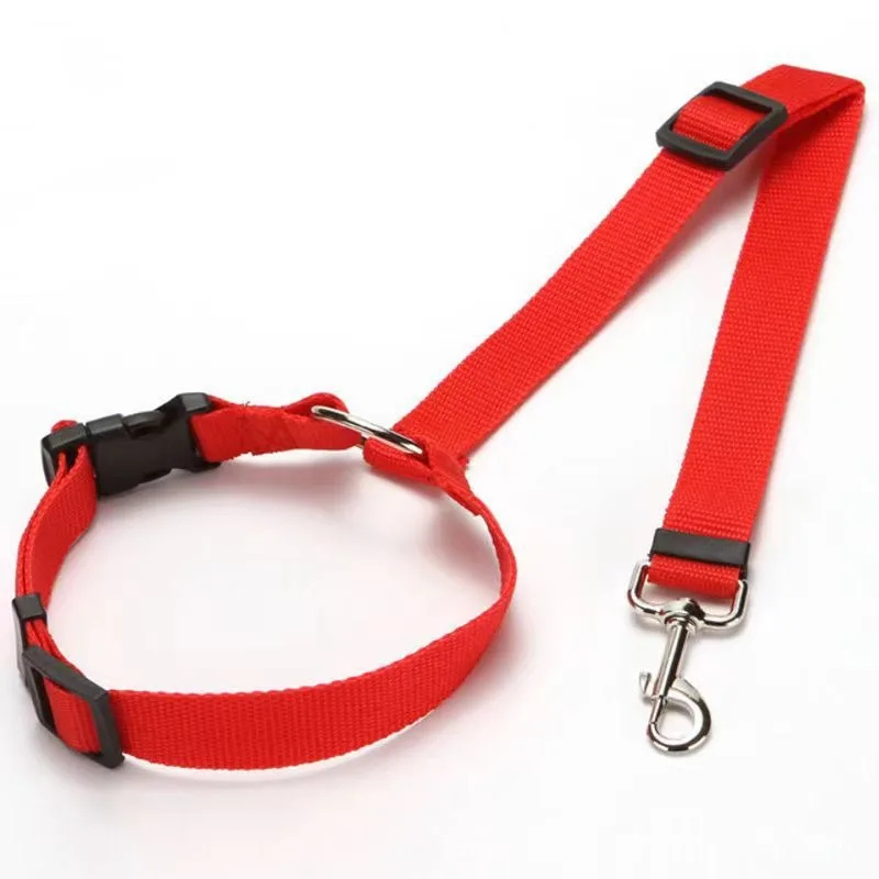 Solid Color 2-in-1 Pet Car Seat Belt & Adjustable Nylon Leash