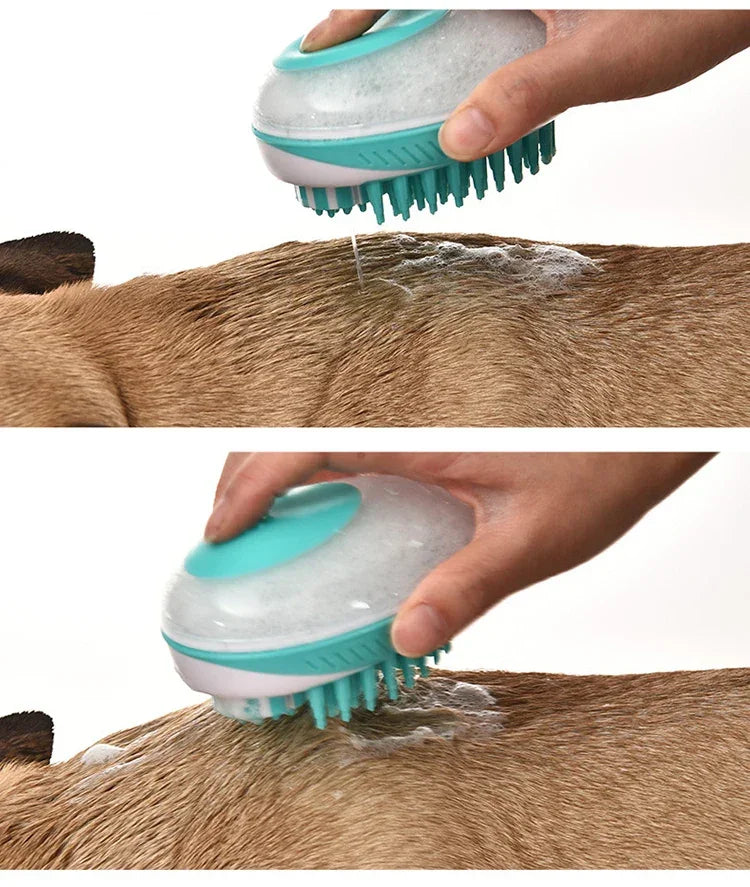 2-in-1 Pet Bath Brush – Soft Silicone Dog Cat Grooming & Massage Comb