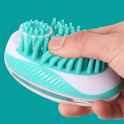 2-in-1 Pet Bath Brush – Soft Silicone Dog Cat Grooming & Massage Comb