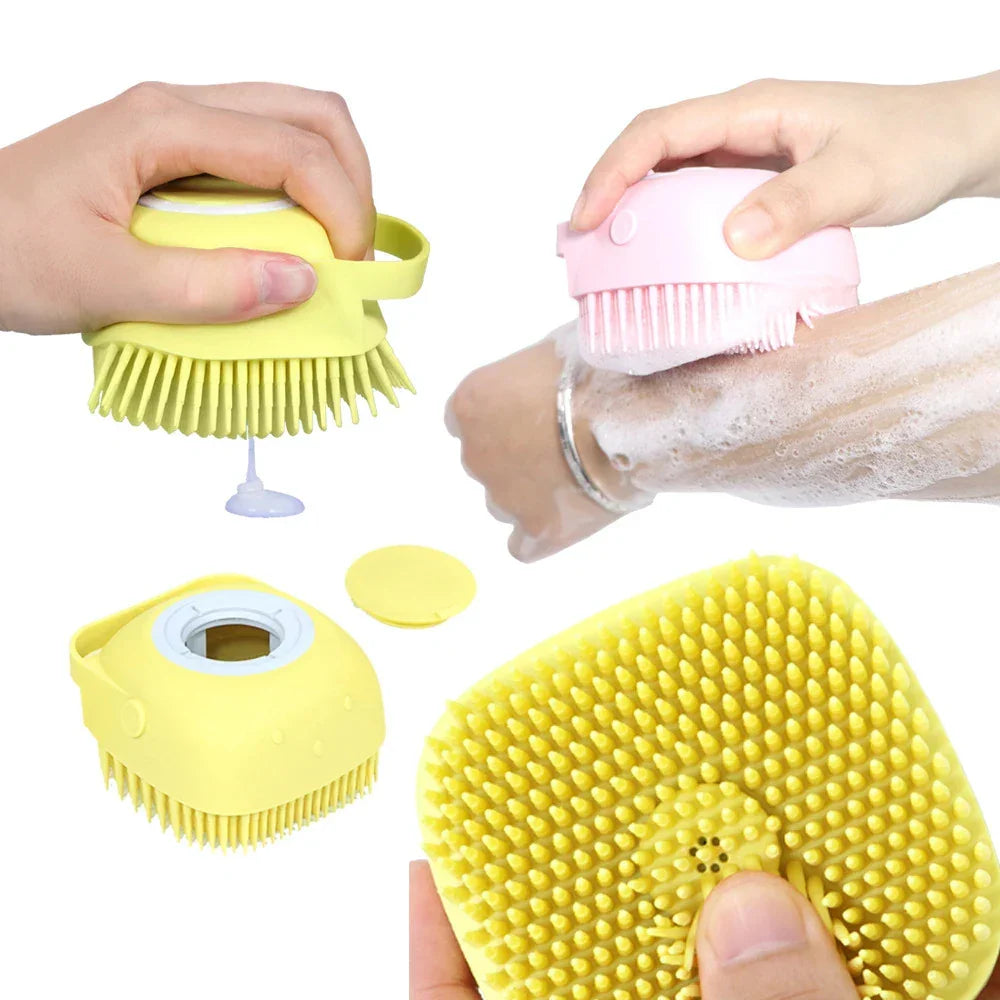 2-in-1 Pet Bath Brush – Soft Silicone Dog Cat Grooming & Massage Comb
