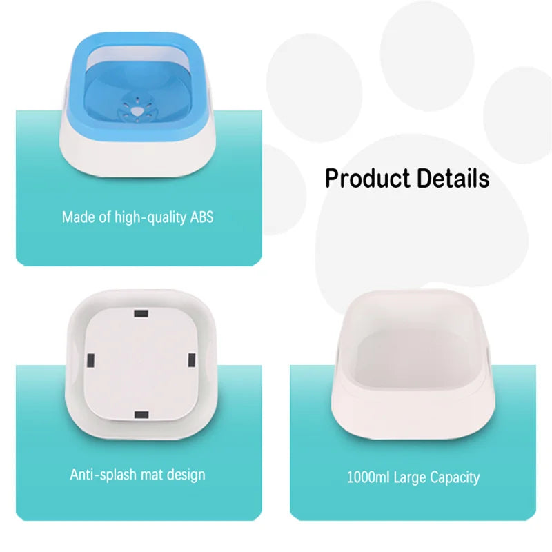 Anti-Splash Dog Water Bowl 1L – Large Non Spill Water Bowl for Dogs