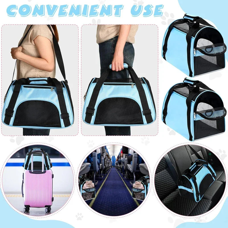 Portable Cat & Dog Carrier Bag – Foldable Breathable Travel Handbag