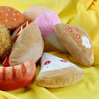 Plush Dog Toys – Squeaky Ice Cream, Fries & Hamburger Set