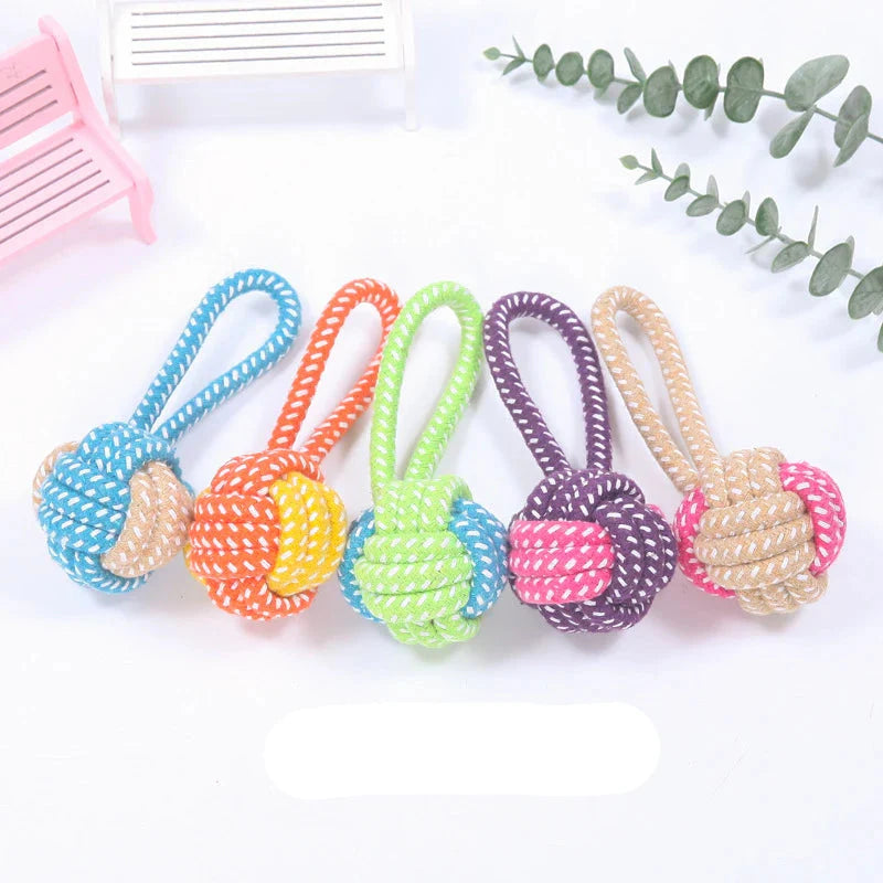 Interactive Cotton Rope Dog Toy – Mini Ball for Chewing & Cleaning