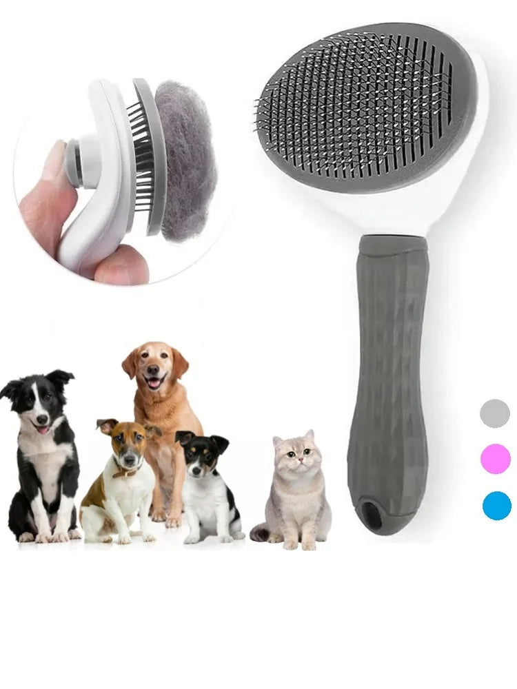 Self-Cleaning Pet Hair Removal Comb for Cats & Dogs