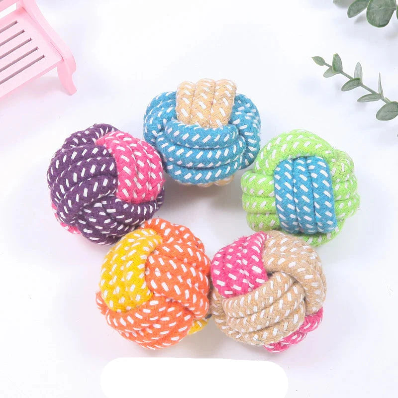 Interactive Cotton Rope Dog Toy – Mini Ball for Chewing & Cleaning