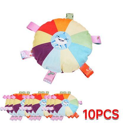 Rainbow Plush Flying Saucer Dog Toy – Interactive Chew & Training Disc