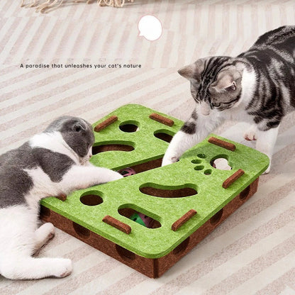 Cat Fun Box – Interactive Puzzle Toy for Indoor Cats, Scratching & Digging Activity Box with Bell Balls