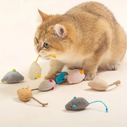 Plush Rat Cat Toy Set – 3/7PCS Durable Linen Indoor Play