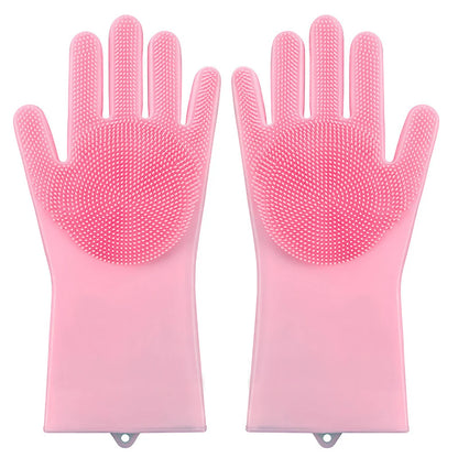 Pet Grooming Bath Gloves – Silicone Hair Remover & Scrubber
