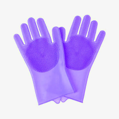 Pet Grooming Bath Gloves – Silicone Hair Remover & Scrubber