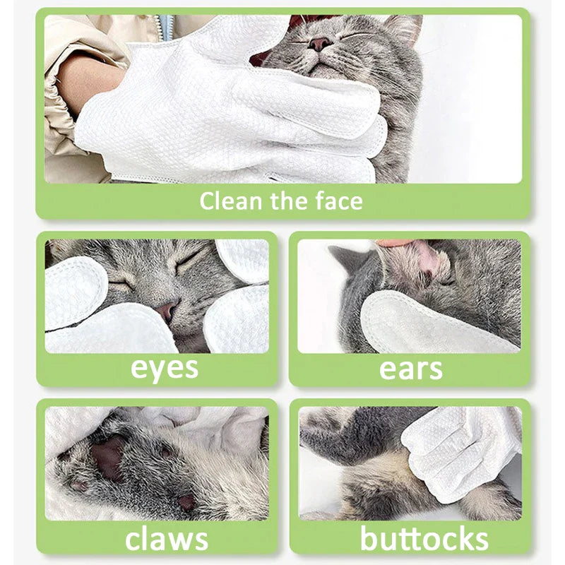 Pet Cleaning Gloves – Wash-Free Bath Wipes for Cats & Dogs