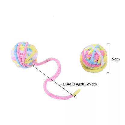 Colorful Yarn Ball Cat Toys with Bell