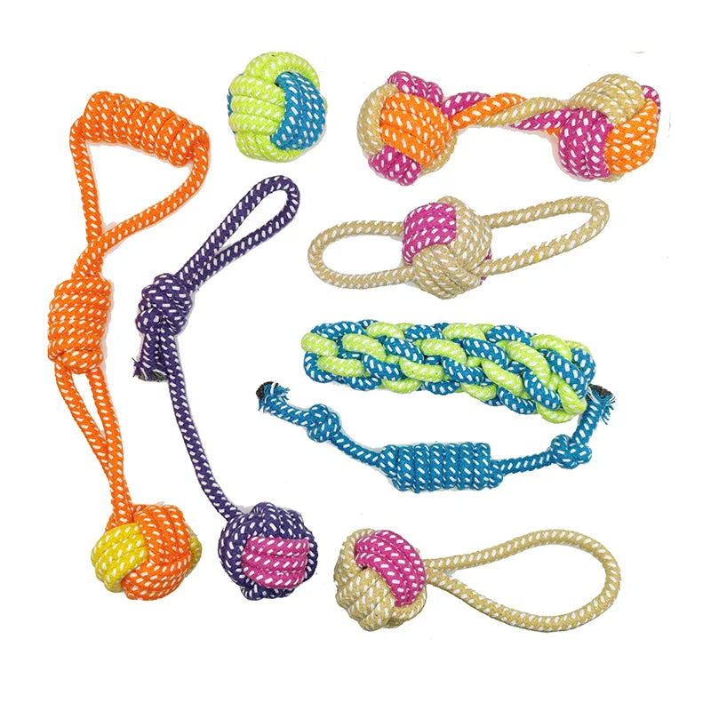 Interactive Cotton Rope Dog Toy – Mini Ball for Chewing & Cleaning