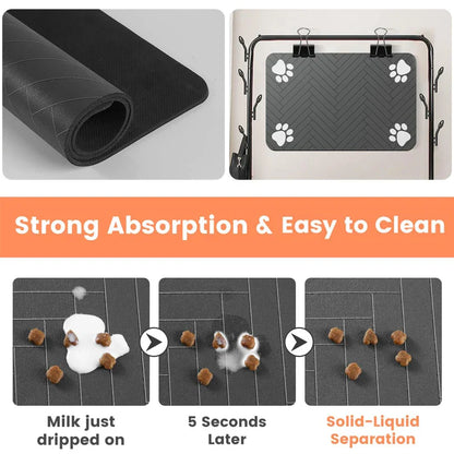 Absorbent Pet Feeding Mat with Waterproof Backing for Dogs & Cats