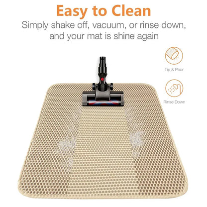 Waterproof Double Layer Cat Litter Mat – Trapping Pad for Easy Clean