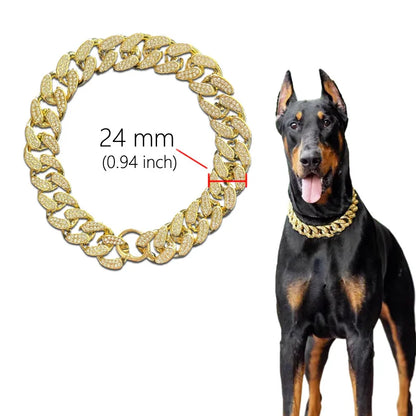 Cuban Link Dog Chain Collar – Sparkle Necklace for Stylish Pets