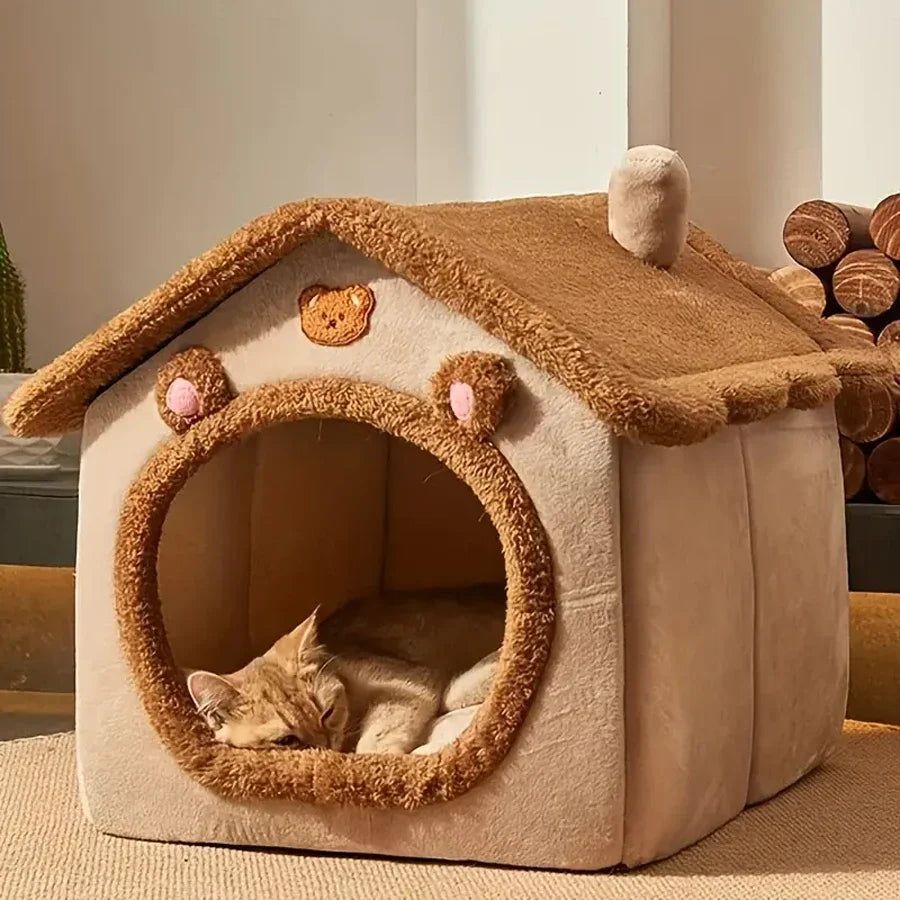 Foldable Pet House – Washable Bed for Small Dogs & Medium Cats