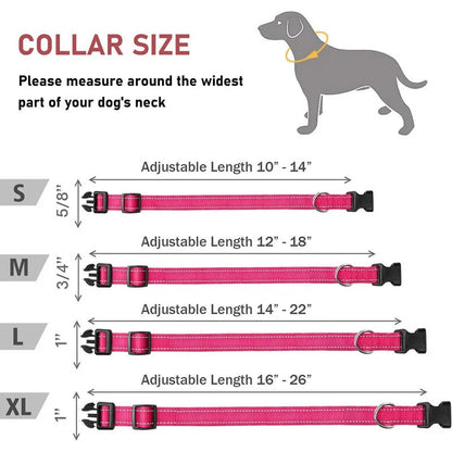 Reflective Adjustable Nylon Dog Collar Strap – Safety Traction Rope