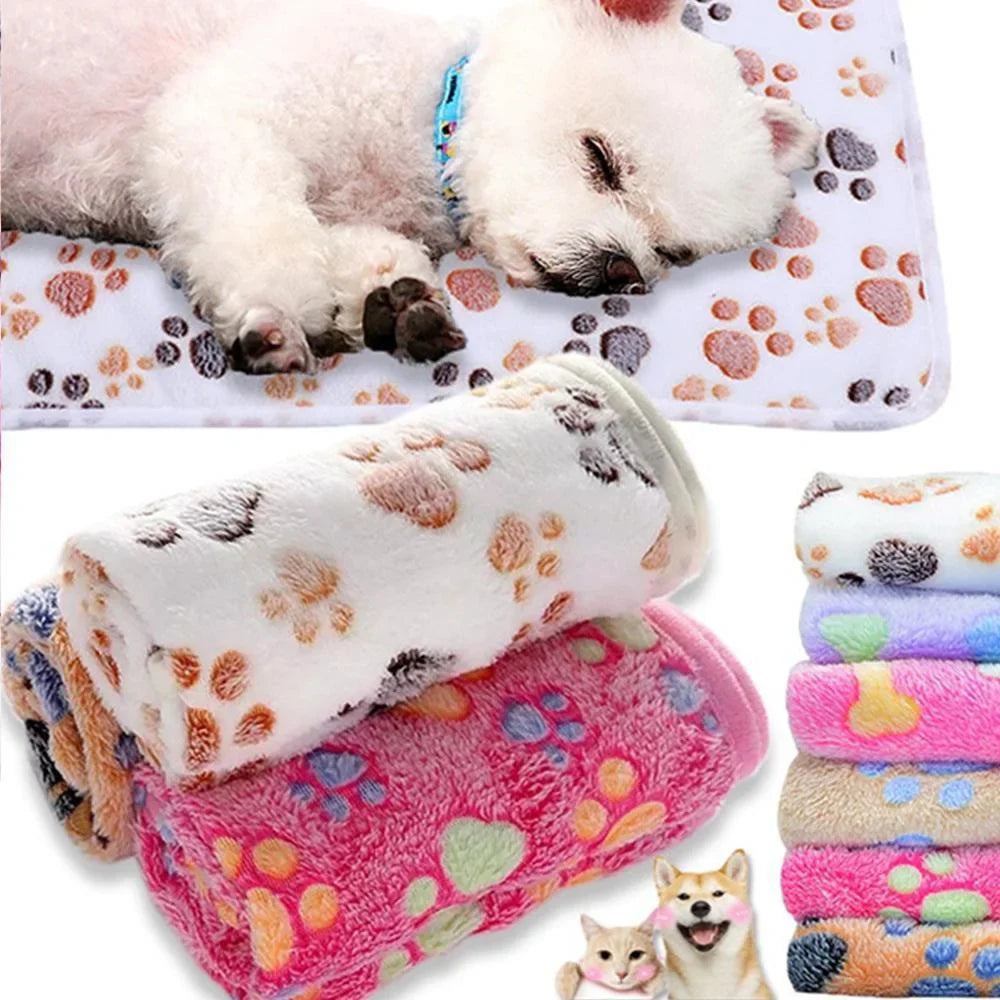 Soft Fluffy Pet Blanket – Cute Cartoon Pattern