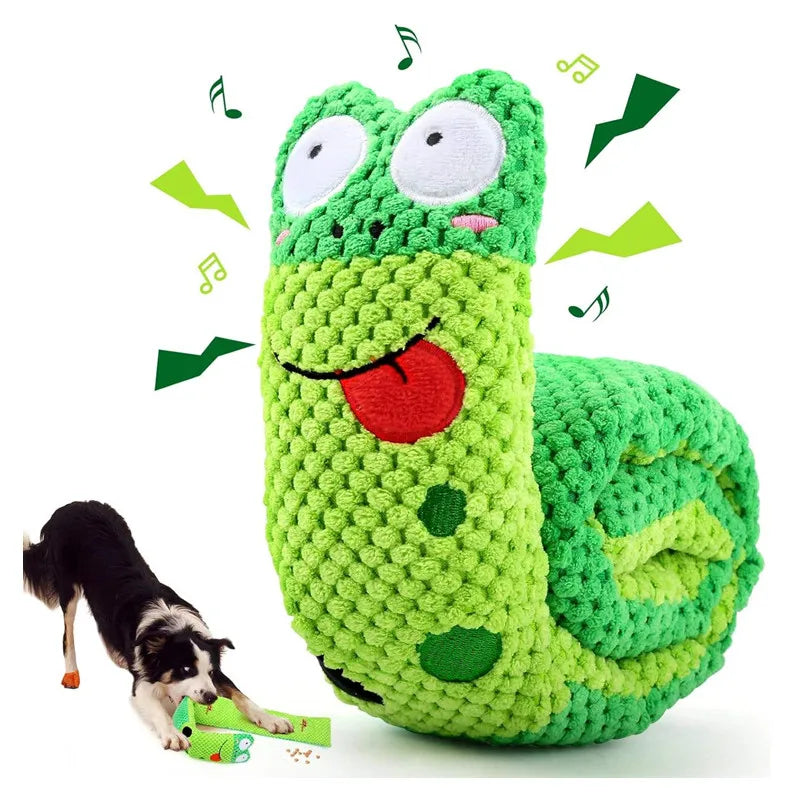 Dog Puzzle Feeder Plush Snail – Interactive Squeaky Chew Toy for Puppies & Dogs