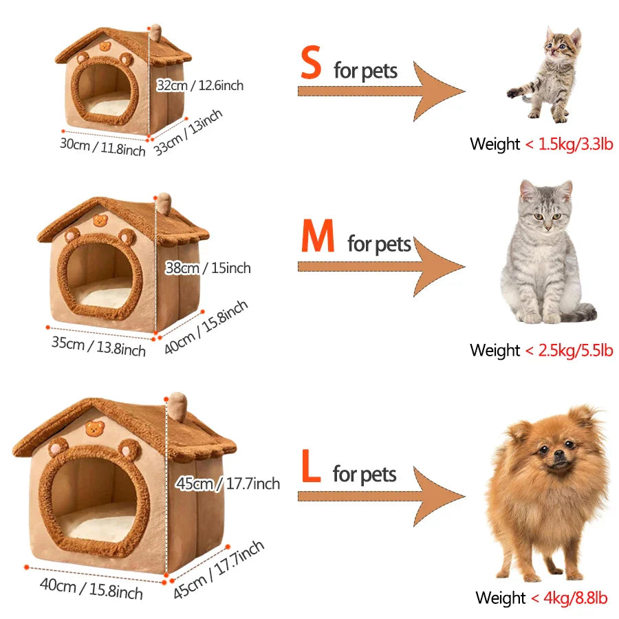 Foldable Pet House – Washable Bed for Small Dogs & Medium Cats