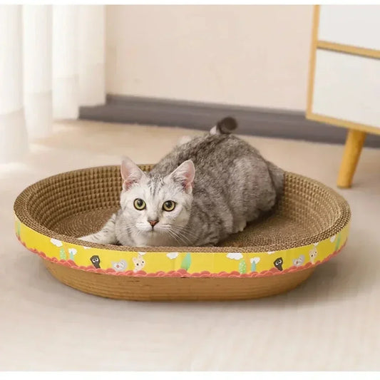 Oval Cat Scratch Board – Cat Scratcher and Bed