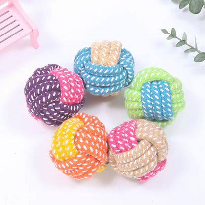 Interactive Cotton Rope Dog Toy – Mini Ball for Chewing & Cleaning