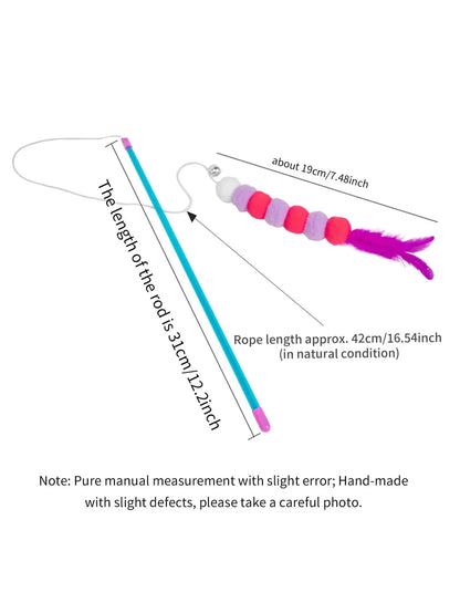 Elastic String Cat Teaser Wand with Faux Fur Bug