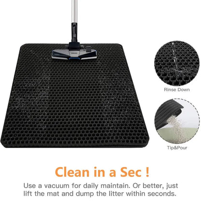 Waterproof Double Layer Cat Litter Mat – Trapping Pad for Easy Clean