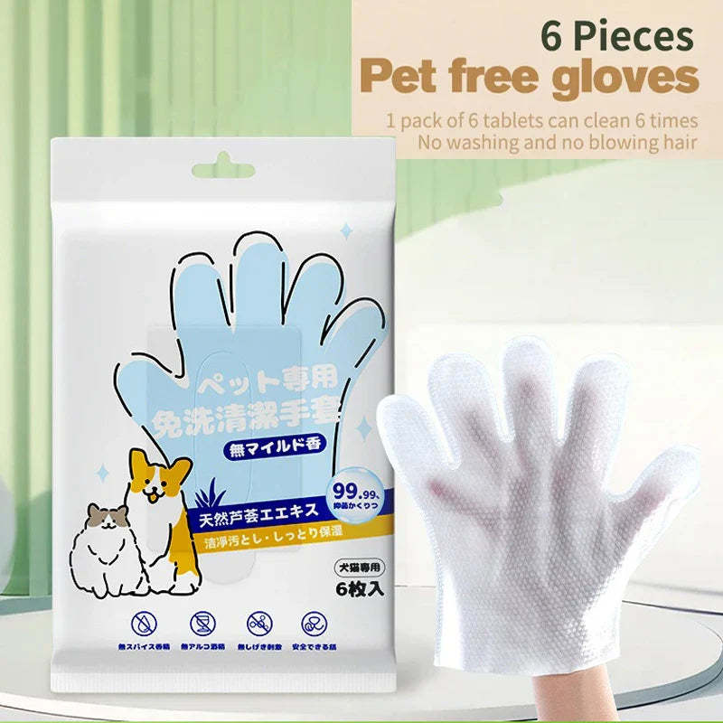 Pet Cleaning Gloves – Wash-Free Bath Wipes for Cats & Dogs