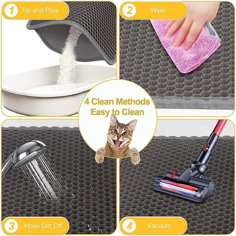Waterproof Double Layer Cat Litter Mat – Trapping Pad for Easy Clean