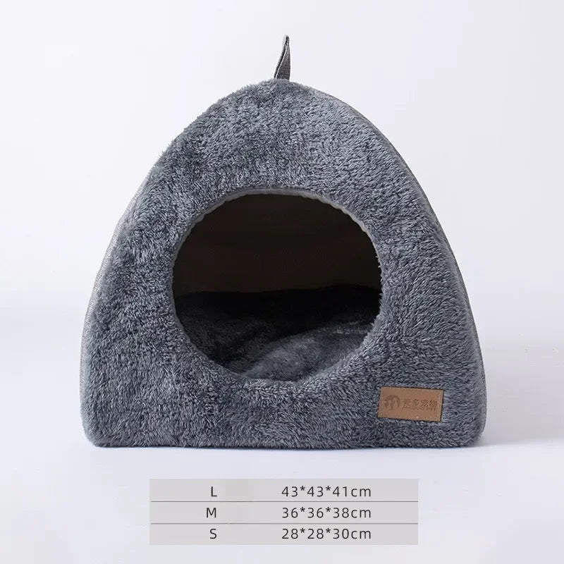 Heated Cat Bed – Self Warming Triangle Cat Cave for Indoor Pets